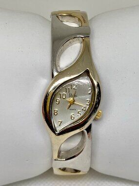 Vivani women’s watch silver gold tone cuff bangle bracelet quartz 20mm running